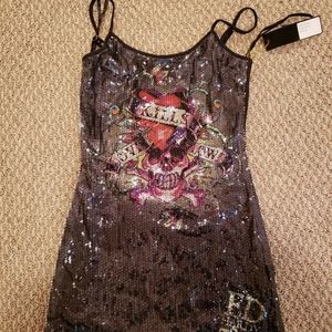 Ed Hardy Sequin Mini Dress size XS